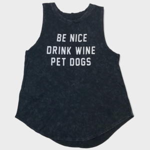 Black Be Nice Drink Wine Pet Dogs Tank Top Women’s Size Large